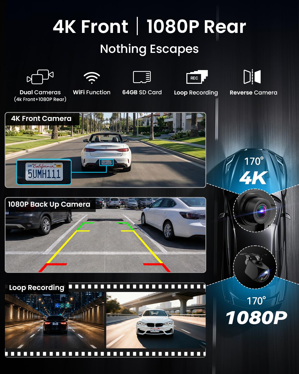 11" Wireless CarPlay Screen with 4K Dash Cam | Touchscreen