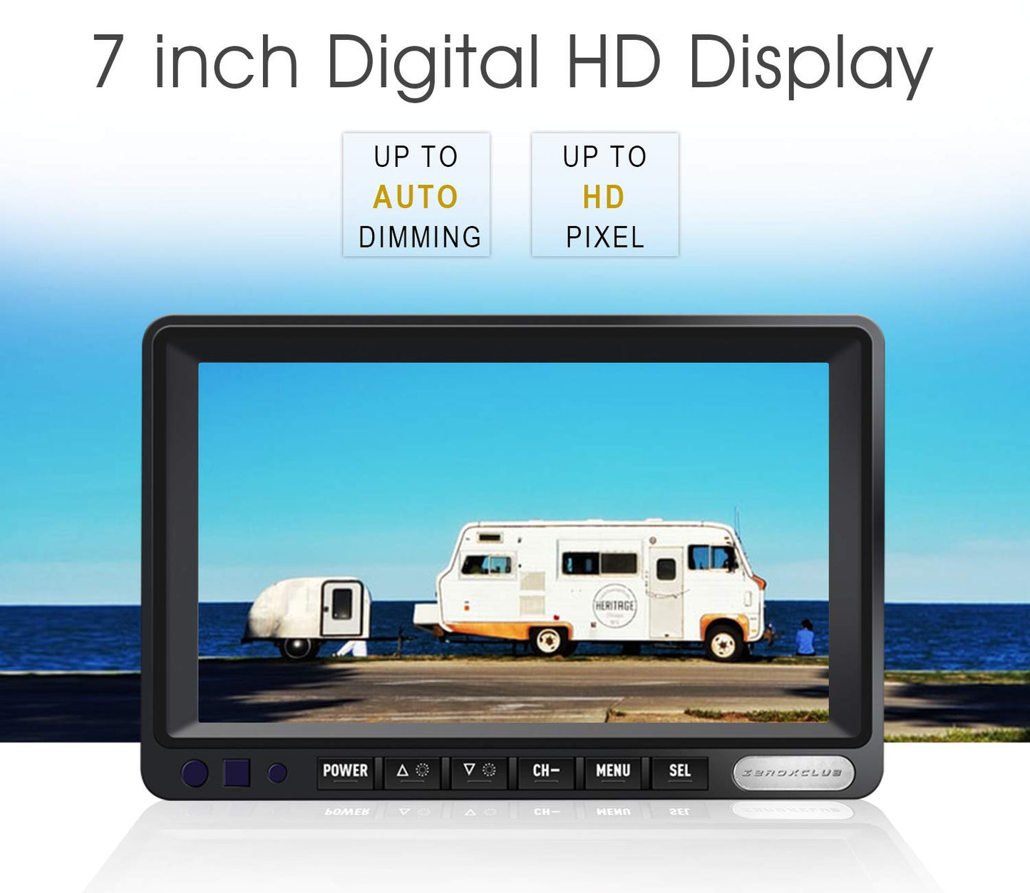 ZEROXCLUB 7" Wireless Backup Camera System – IP69 Waterproof