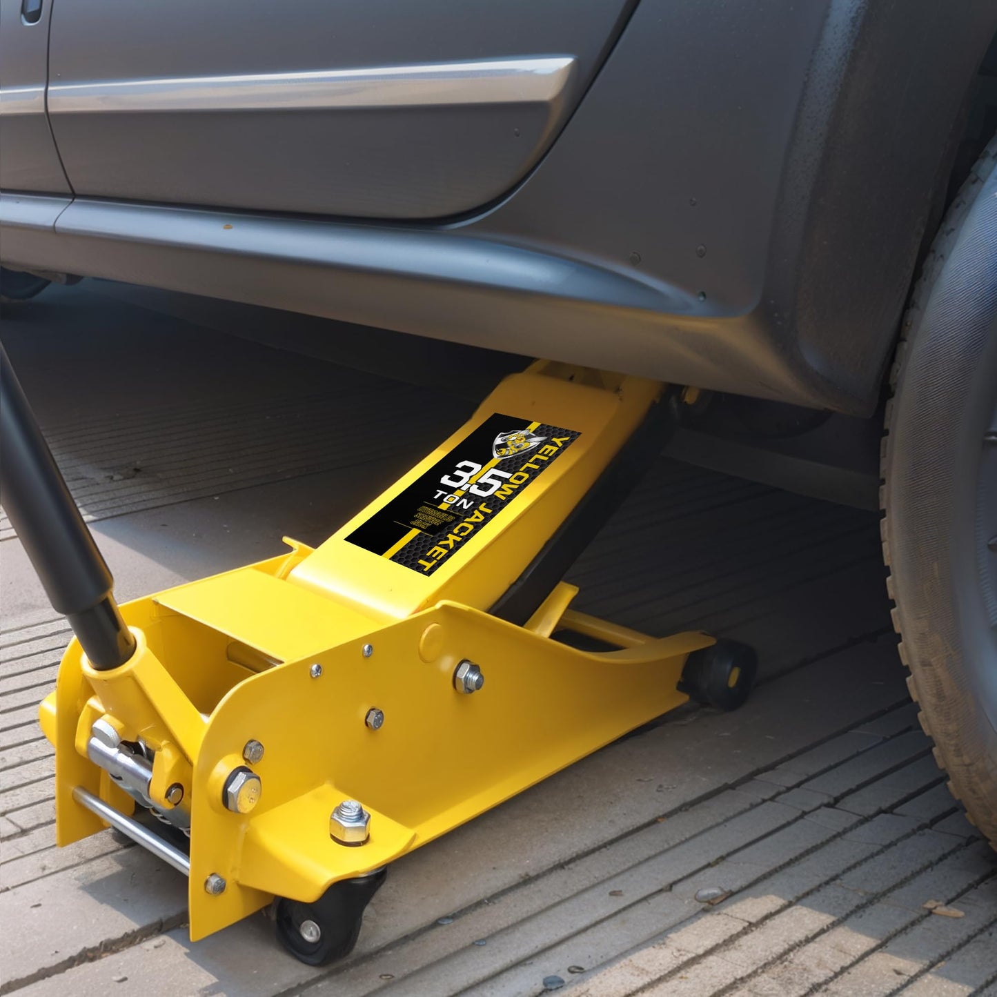 YELLOW JACKET 3.5 Ton Low Profile Floor Jack – Dual Pump Hydraulic