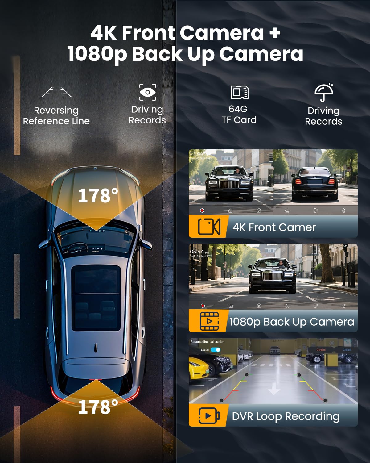 11.5" Wireless CarPlay & Android Auto Screen | 4K Dash Cam