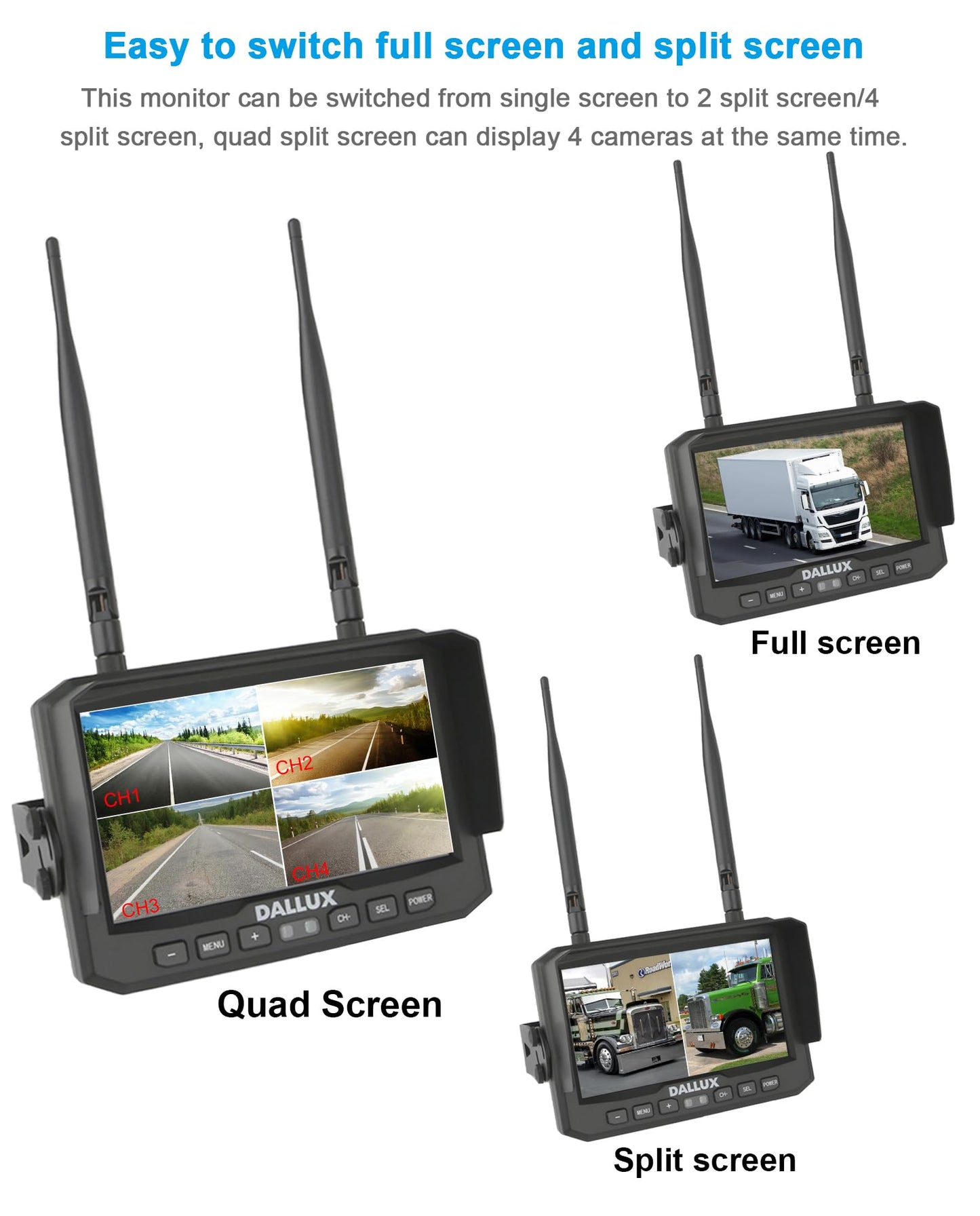 DALLUX 7" Wireless Backup Camera System for Truck RV Trailer Van