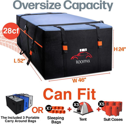 RoofPax XXL 28 Cu Ft Rooftop Cargo Bag with Straps & Door Hooks