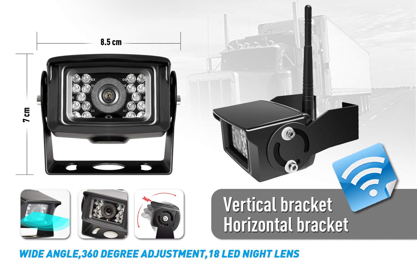 ZEROXCLUB 7" Wireless Backup Camera System – IP69 Waterproof