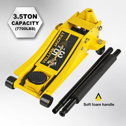 YELLOW JACKET 3.5 Ton Low Profile Floor Jack – Dual Pump Hydraulic