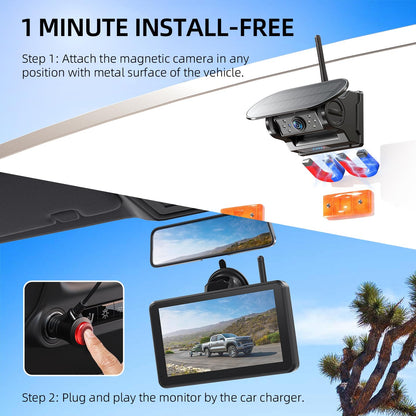 eRapta Dual Magnetic Solar Wireless Backup Camera – HD 1080P