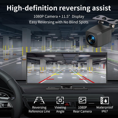 11.5" Wireless CarPlay & Android Auto Screen | 4K Dash Cam