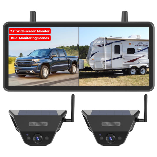 AUTO-VOX Dual Solar Wireless Backup Camera for RVs | 7.2" Screen