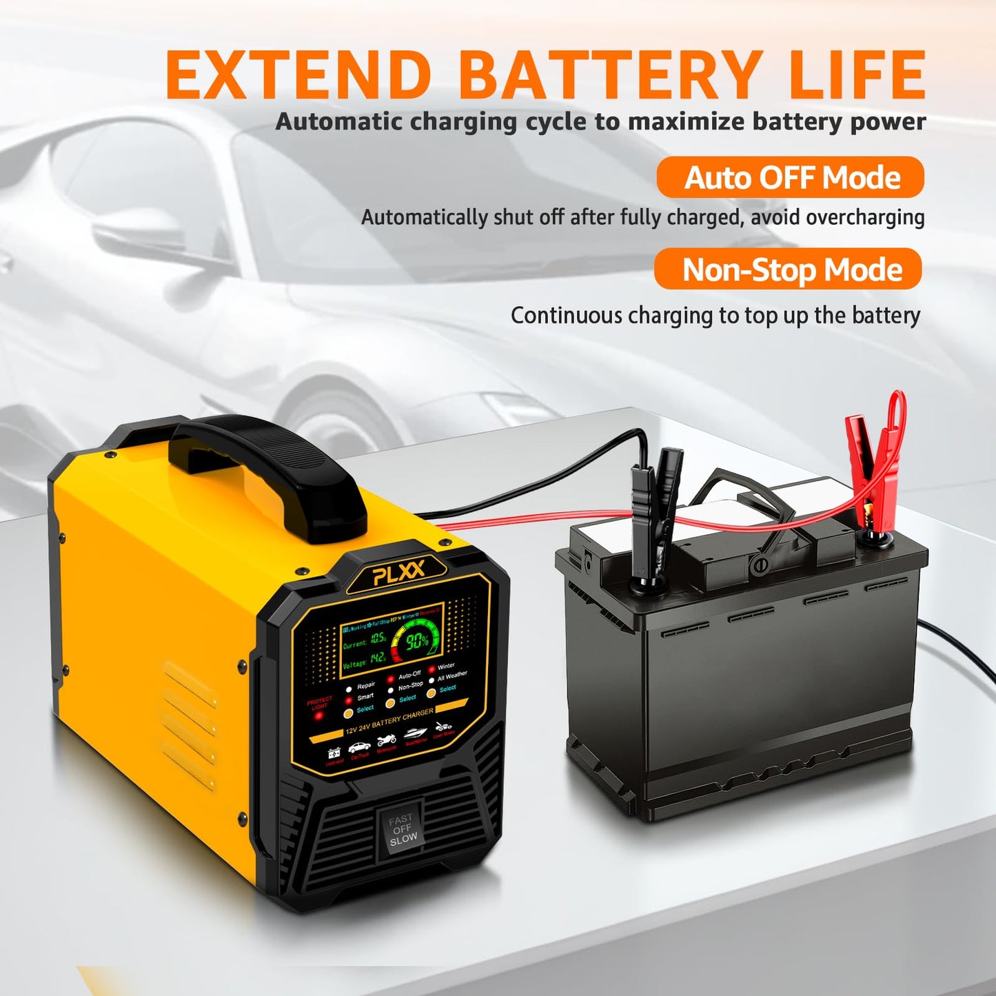 PLXX 12V/24V Heavy-Duty 0–15A Smart Battery Charger & Maintainer