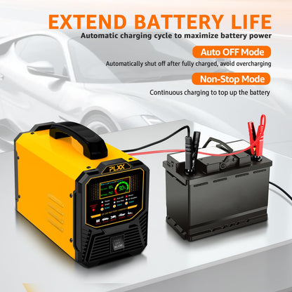 PLXX 12V/24V Heavy-Duty 0–15A Smart Battery Charger & Maintainer