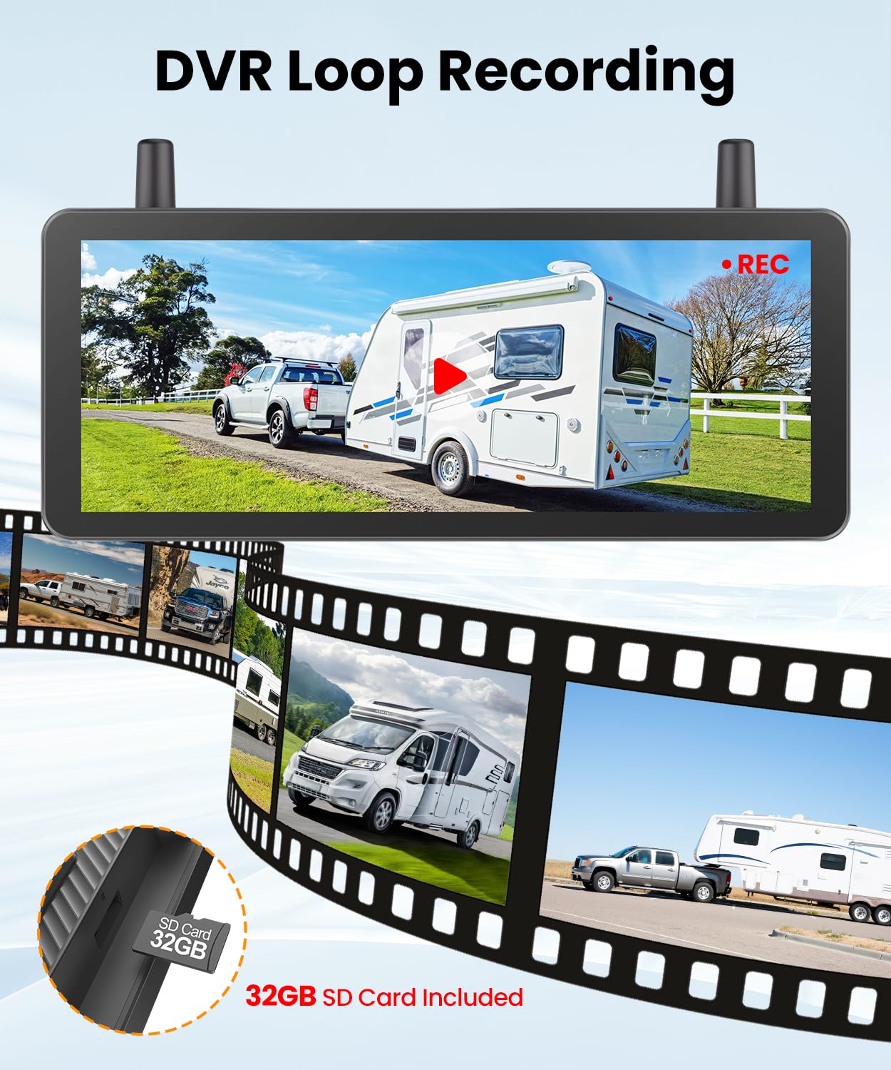 AUTO-VOX Dual Solar Wireless Backup Camera for RVs | 7.2" Screen