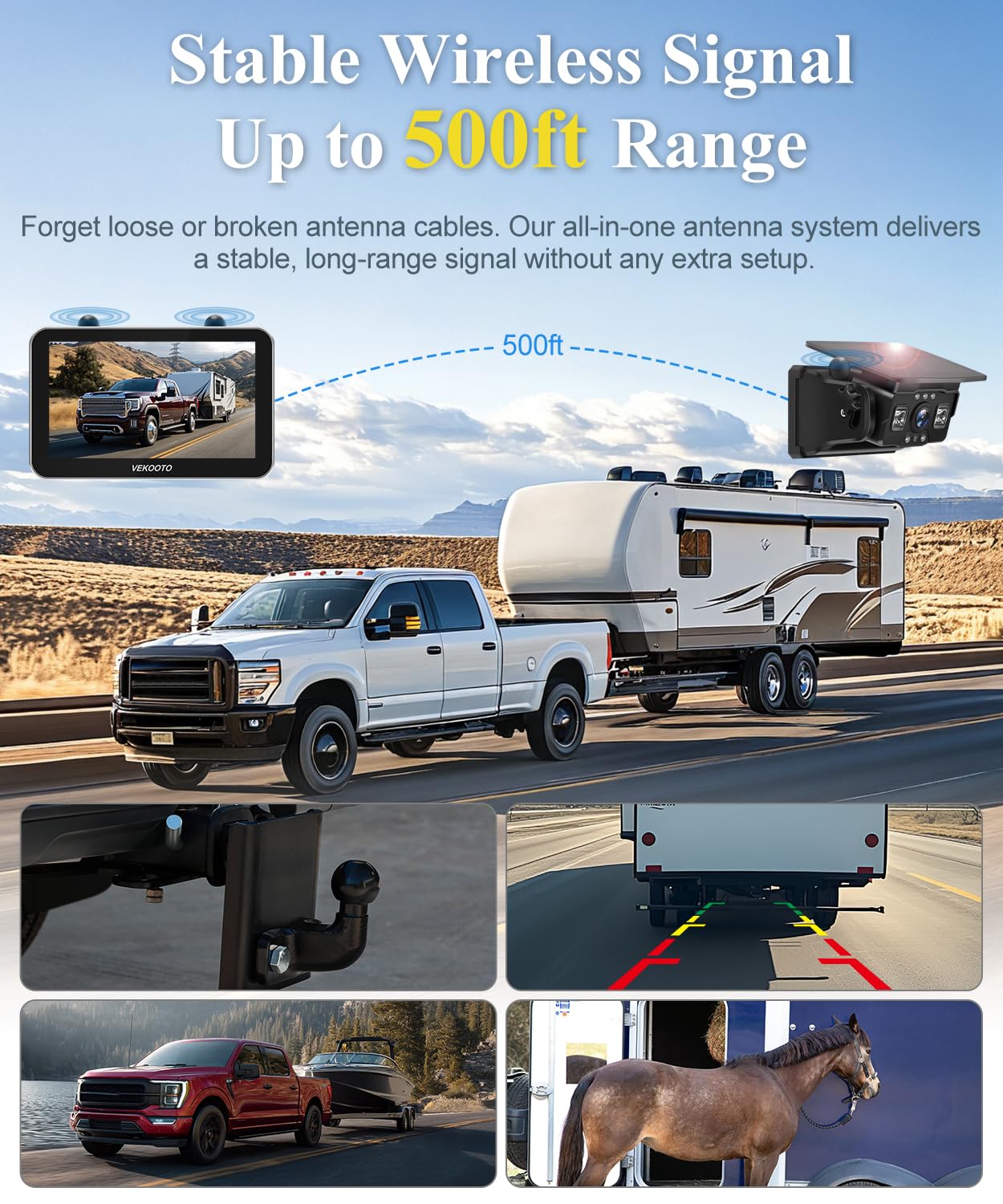 VEKOOTO VK7 Pro Dual Solar Wireless Backup Camera System