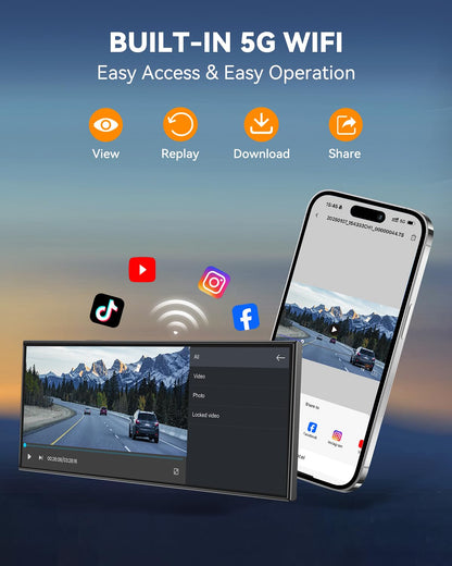 11.5" Wireless CarPlay & Android Auto Screen | 4K Dash Cam