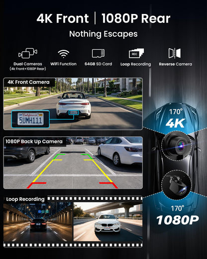 11" Wireless CarPlay Screen with 4K Dash Cam | Touchscreen