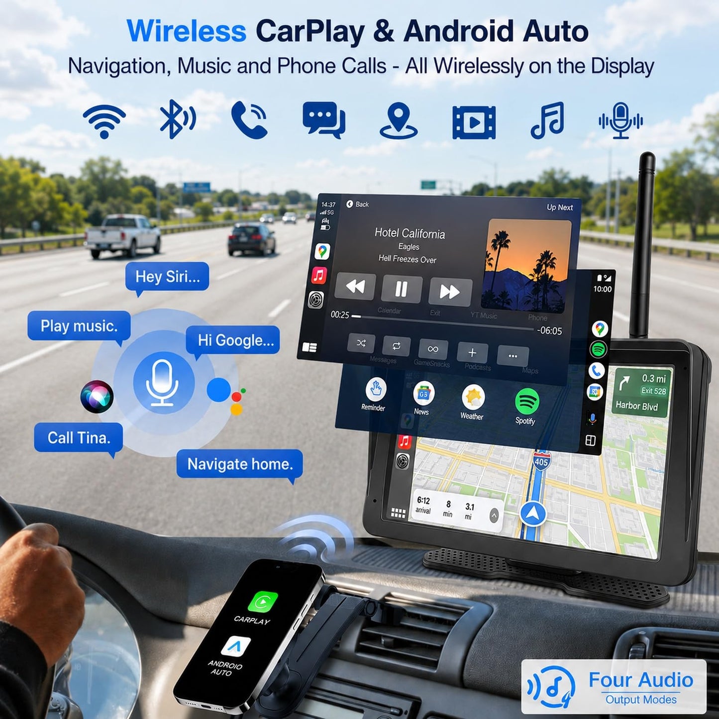 PORMIDOPRO 7" Wireless Backup Camera with CarPlay & Android Auto