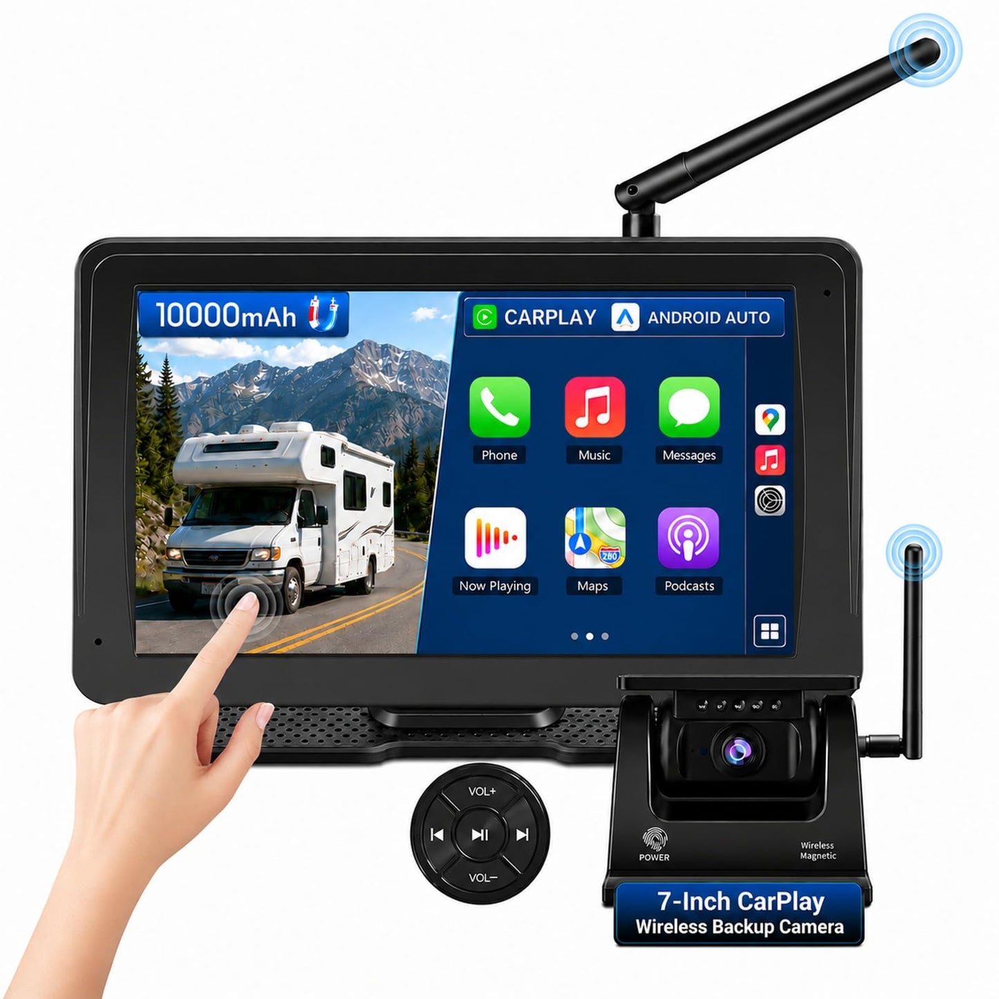 PORMIDOPRO 7" Wireless Backup Camera with CarPlay & Android Auto