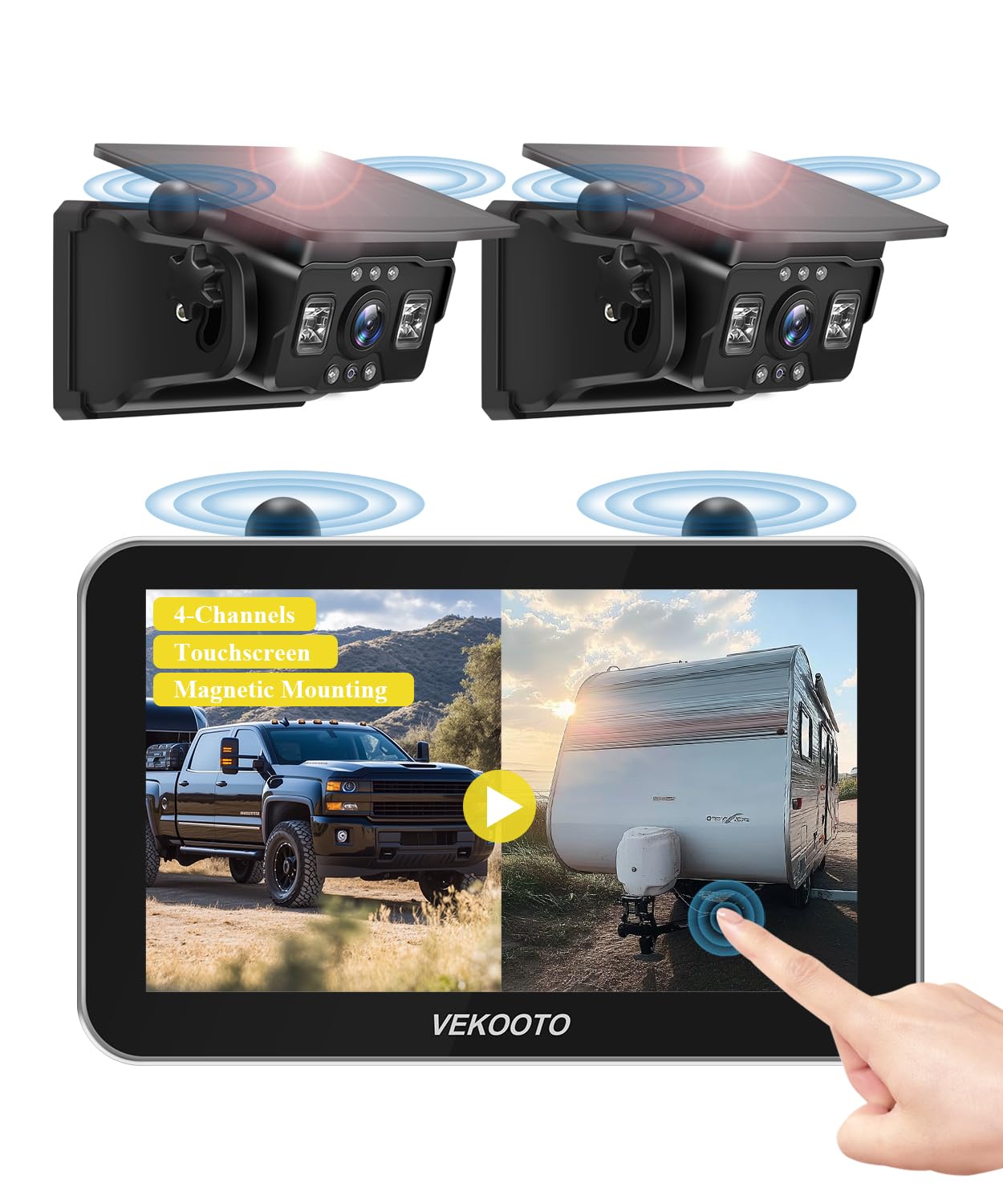VEKOOTO VK7 Pro Dual Solar Wireless Backup Camera System