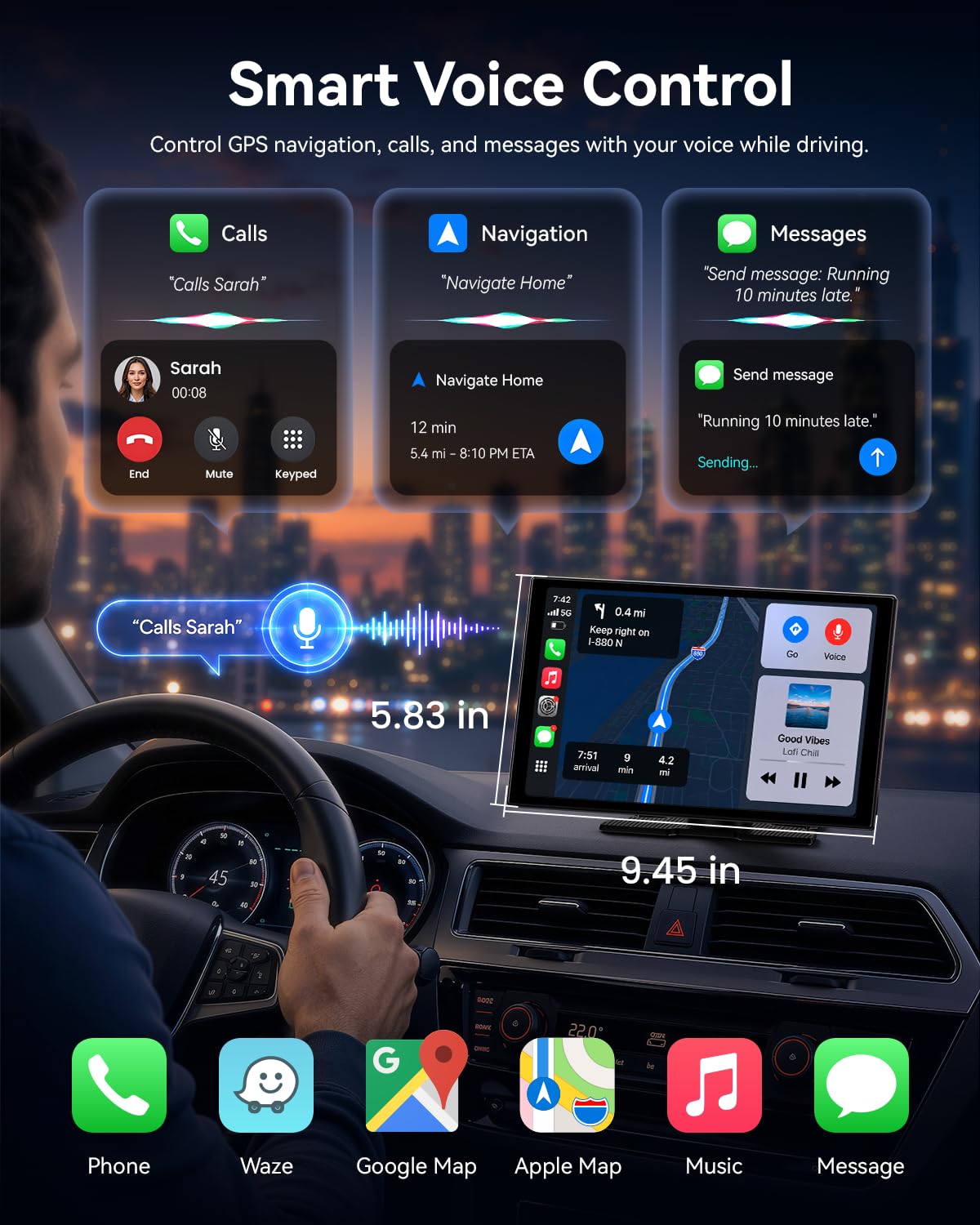 11" Wireless CarPlay Screen with 4K Dash Cam | Touchscreen