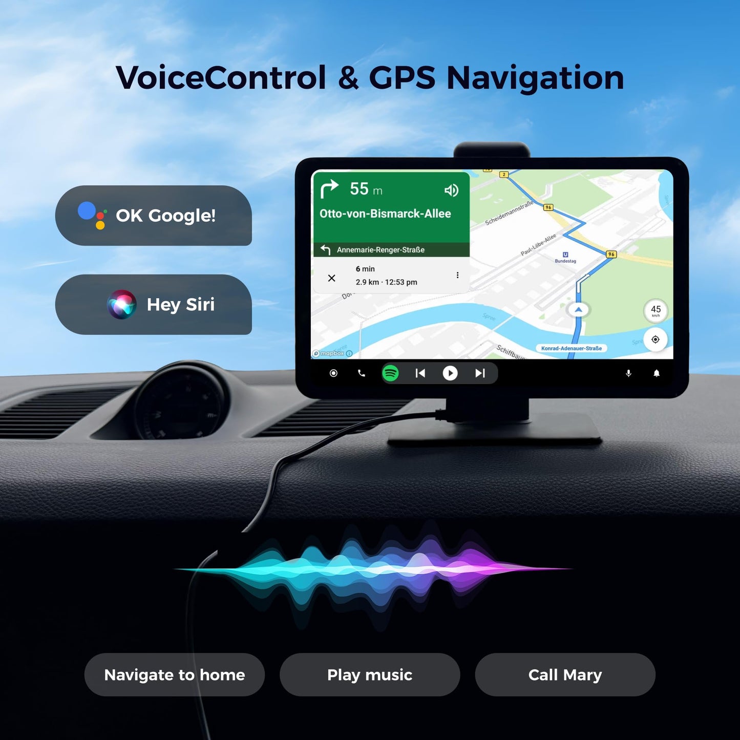 KALOS PAD 9" Wireless CarPlay Screen & 4K Dash Cam for Car