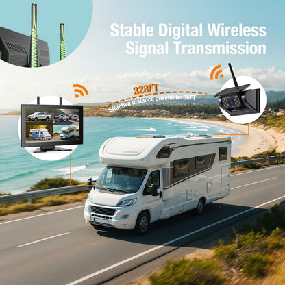 Solar Wireless Backup Camera for Trucks | 9" Monitor, 15000mAh