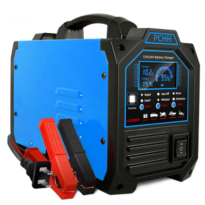 PCHH 12V/24V Heavy-Duty 0–15A Smart Battery Charger & Maintainer