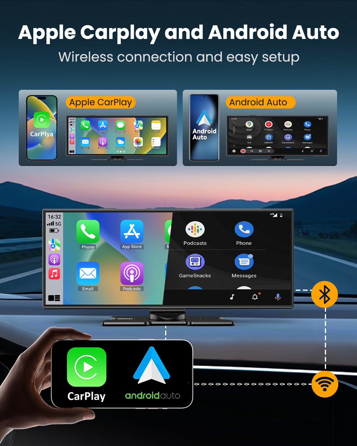 11.5" Wireless CarPlay & Android Auto Screen | 4K Dash Cam