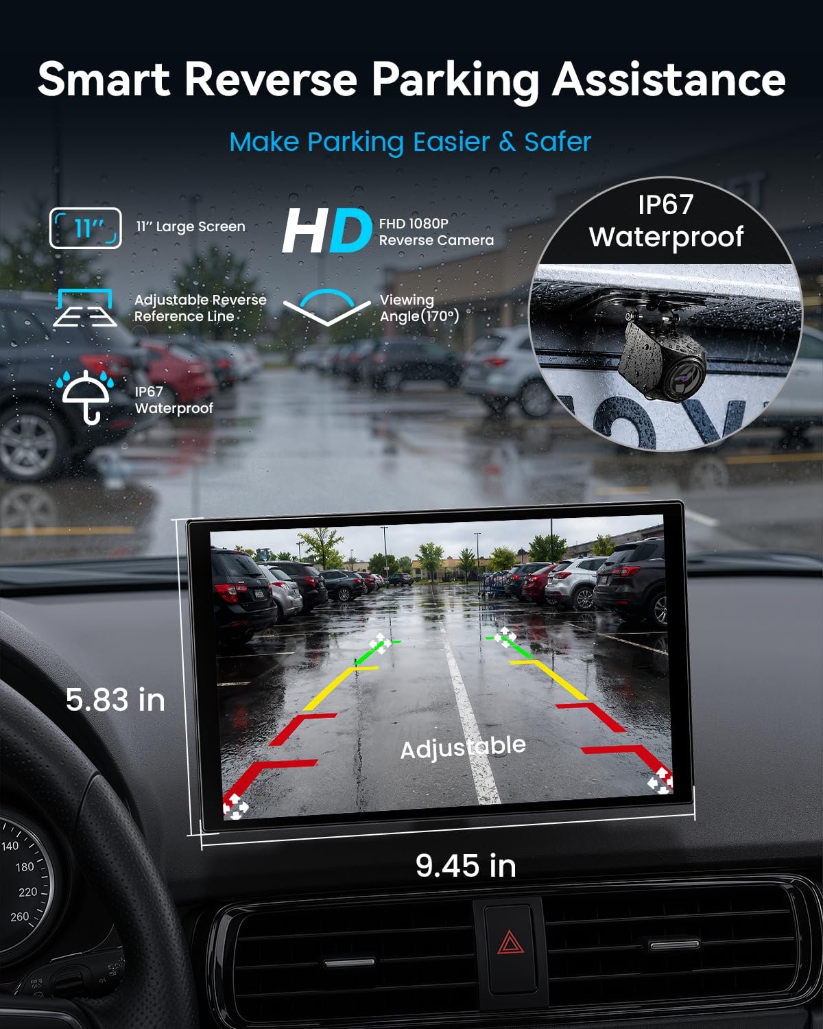 11" Wireless CarPlay Screen with 4K Dash Cam | Touchscreen