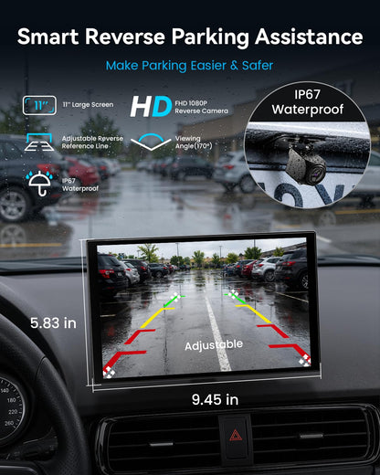 11" Wireless CarPlay Screen with 4K Dash Cam | Touchscreen