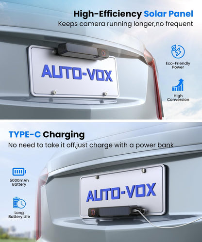 AUTO-VOX Solar Wireless Backup Camera | 5" 1080P, 2-Min Install