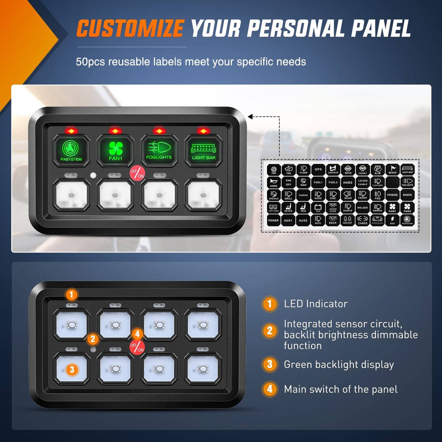Nilight 8-Gang Switch Panel Relay & Fuse Wiring System – 12V