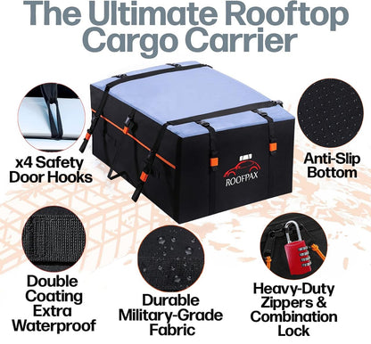 RoofPax XXL 28 Cu Ft Rooftop Cargo Bag with Straps & Door Hooks