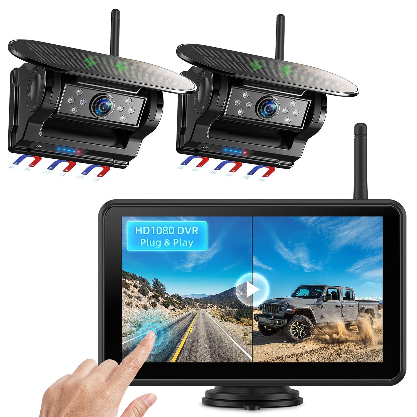 eRapta Dual Magnetic Solar Wireless Backup Camera – HD 1080P