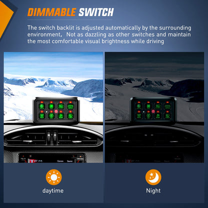 Nilight 8-Gang Switch Panel Relay & Fuse Wiring System – 12V
