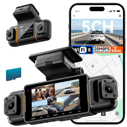 IIWEY N9 360° 5-Channel Dash Cam – Free 128GB, 12 IR LEDs