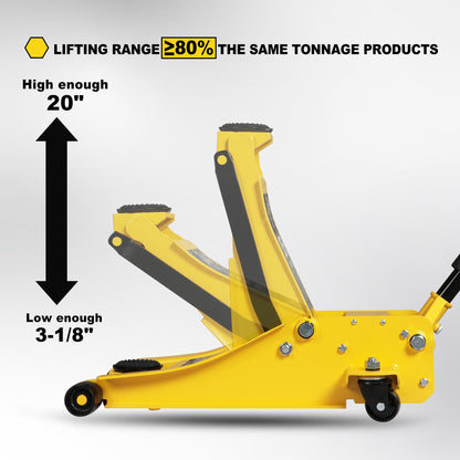 YELLOW JACKET 3.5 Ton Low Profile Floor Jack – Dual Pump Hydraulic