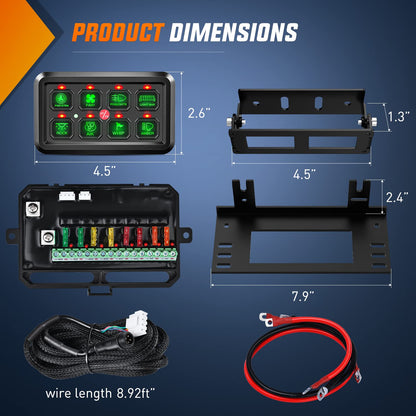 Nilight 8-Gang Switch Panel Relay & Fuse Wiring System – 12V