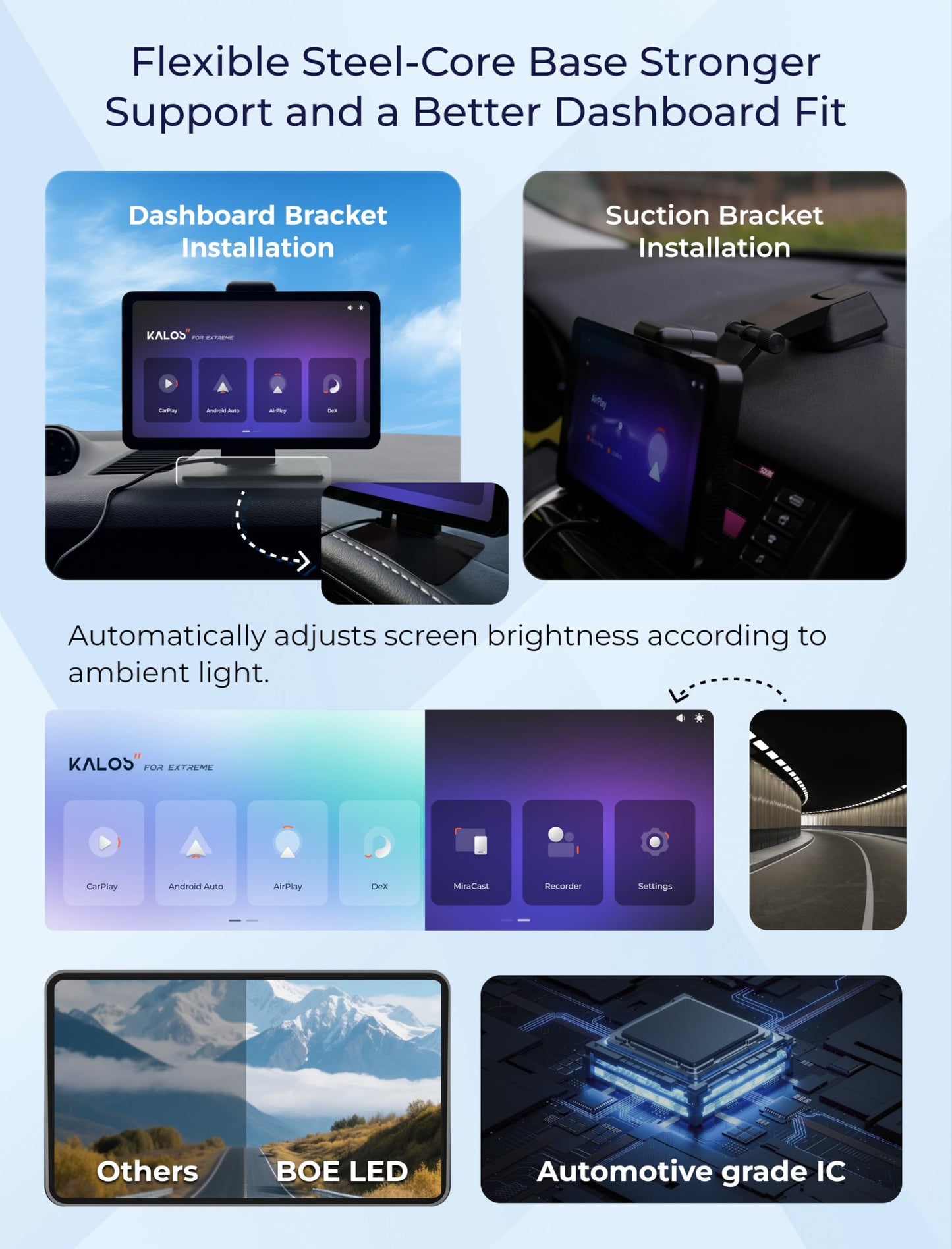KALOS PAD 9" Wireless CarPlay Screen & 4K Dash Cam for Car