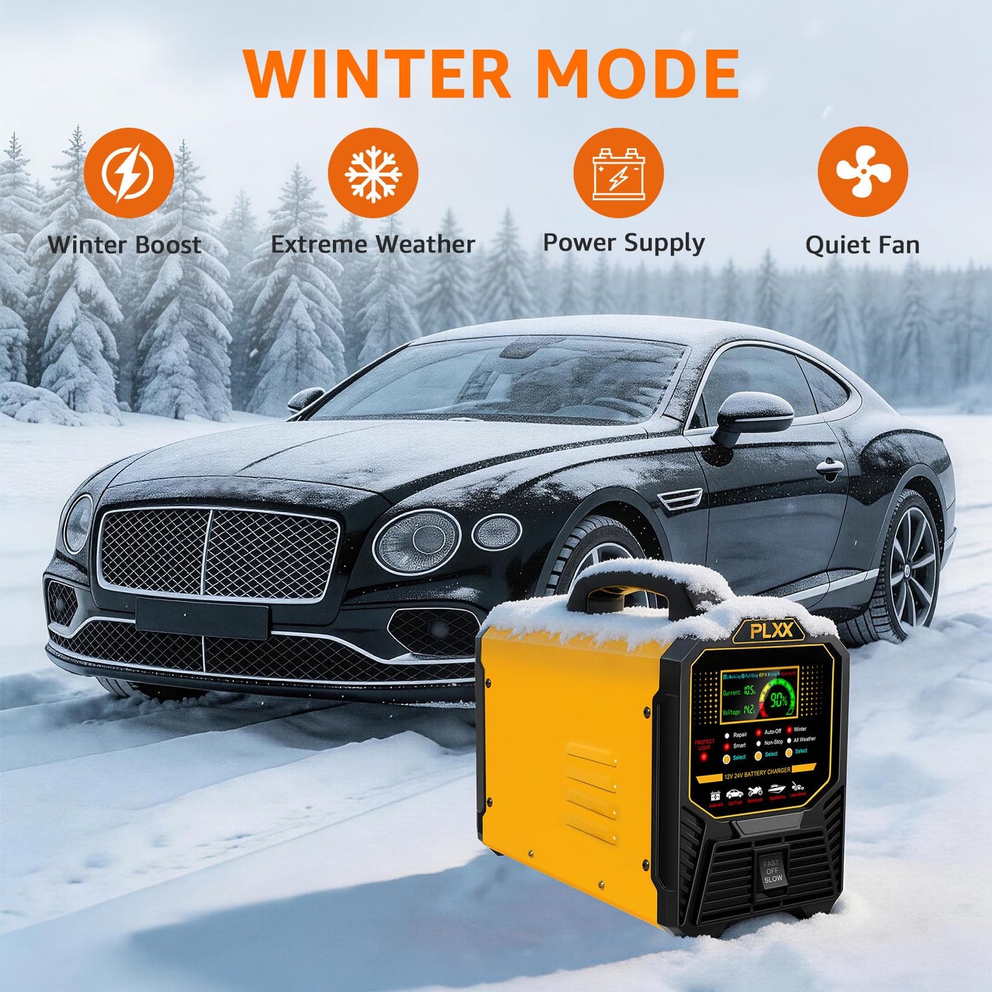 PLXX 12V/24V Heavy-Duty 0–15A Smart Battery Charger & Maintainer