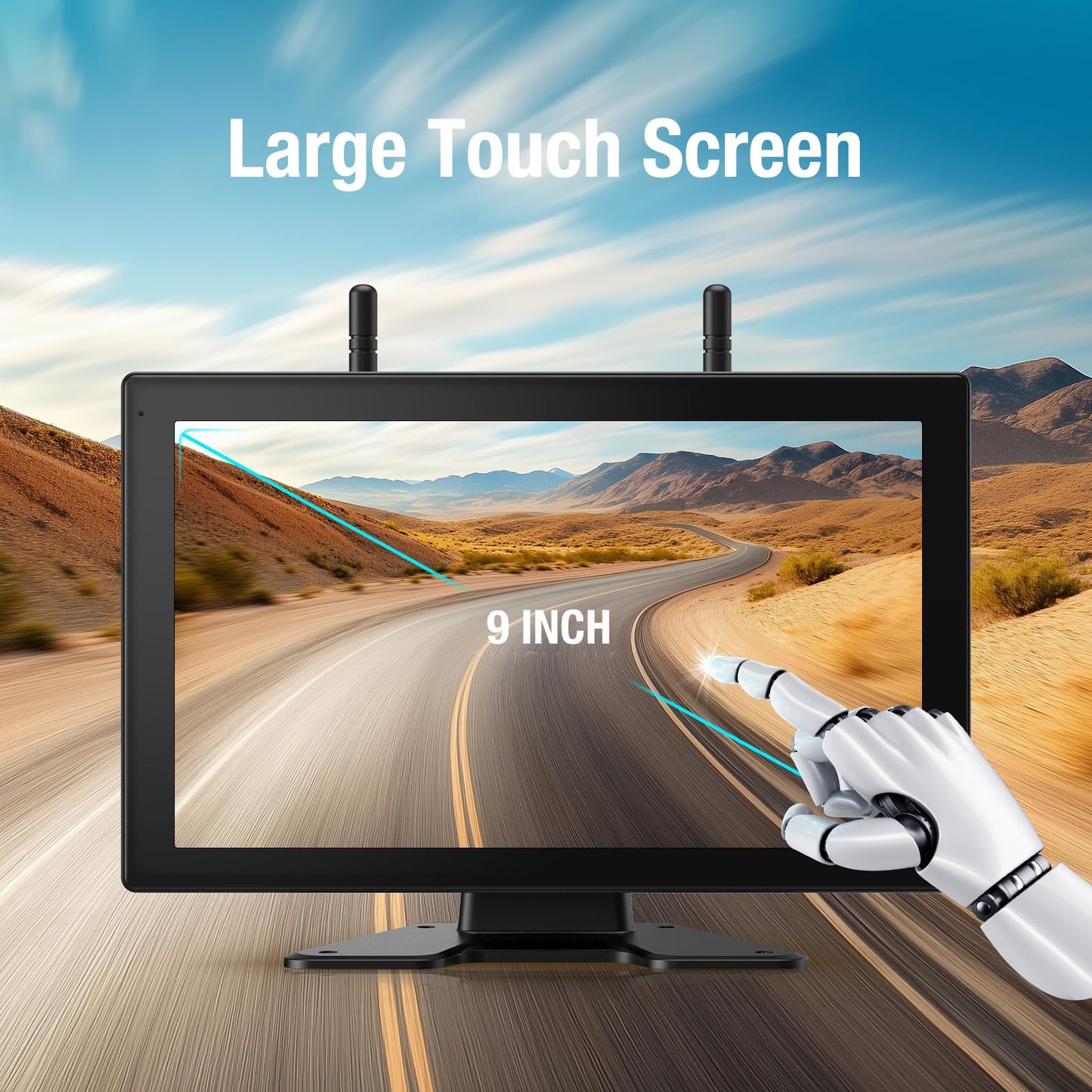 Solar Wireless Backup Camera for Trucks | 9" Monitor, 15000mAh