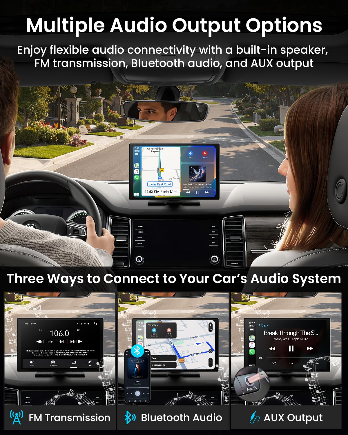 11" Wireless CarPlay Screen with 4K Dash Cam | Touchscreen