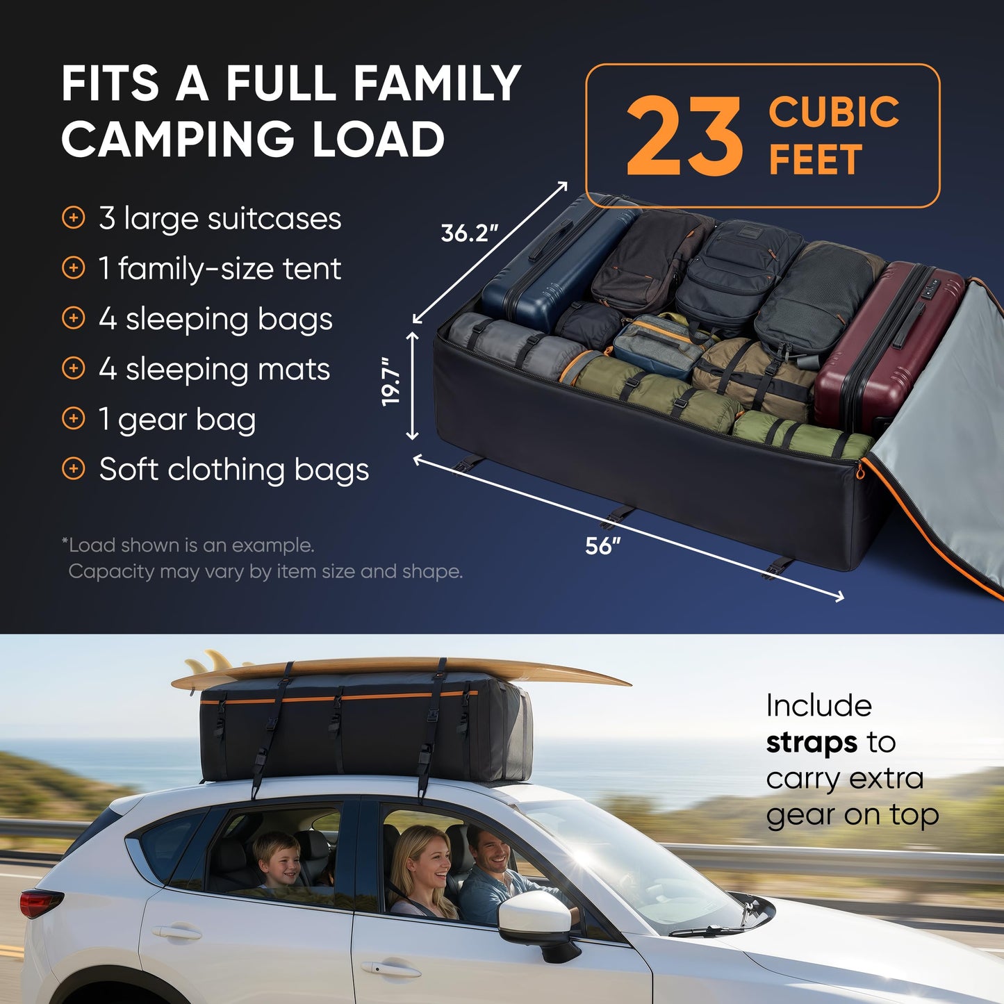BagMate 23 Cu Ft Waterproof Rooftop Cargo Bag – 840D PVC