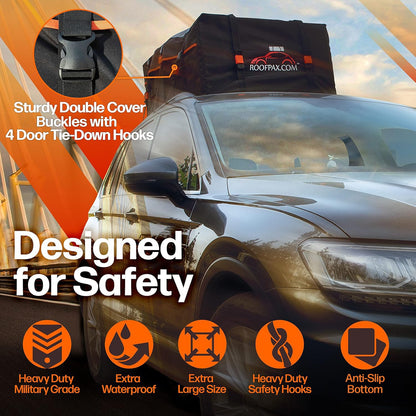 RoofPax XXL 28 Cu Ft Rooftop Cargo Bag with Straps & Door Hooks